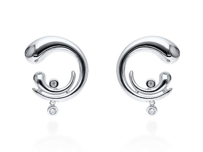 Earrings Gloss piedras  in silver de Marina Garcia Joyas en plata Earrings in rhodium plated 925 sterling silver and white cubic zirconia. (size: 2,3 cm.)