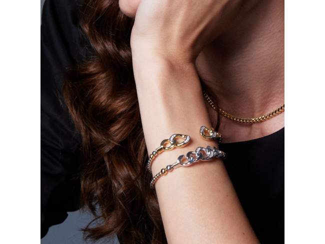 Bracelet Link abierta  in golden silver de Marina Garcia Joyas en plata Bracelet in 18kt yellow gold and rhodium plated 925 sterling silver and white cubic zirconia. (wrist size: 19 cm.)