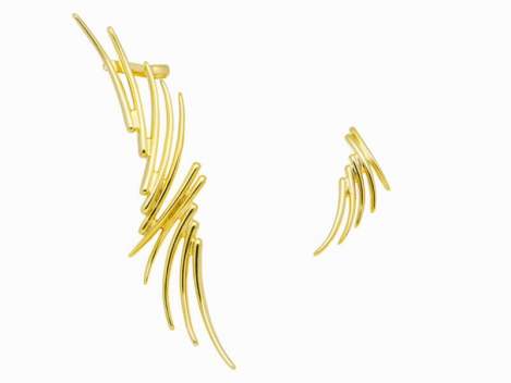 Climber Earring Line maxi  in golden silver