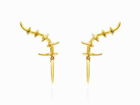 Earrings Vertebral mini  in golden silver