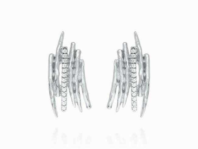 Earrings Line piedras  in silver de Marina Garcia Joyas en plata Earrings in rhodium plated 925 sterling silver and white cubic zirconia. (size: 3 x 1,5 cm.)