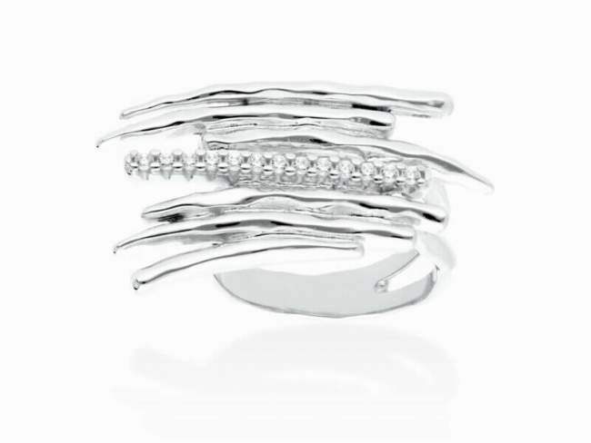 Ring Line piedras  in silver de Marina Garcia Joyas en plata Ring in rhodium plated 925 sterling silver and white cubic zirconia. (size: 3 x 1,8 cm.)