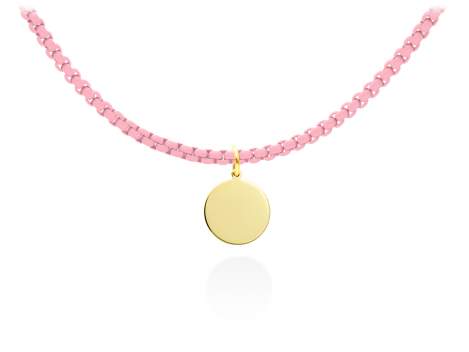 Necklace COLIBRI pink in golden silver