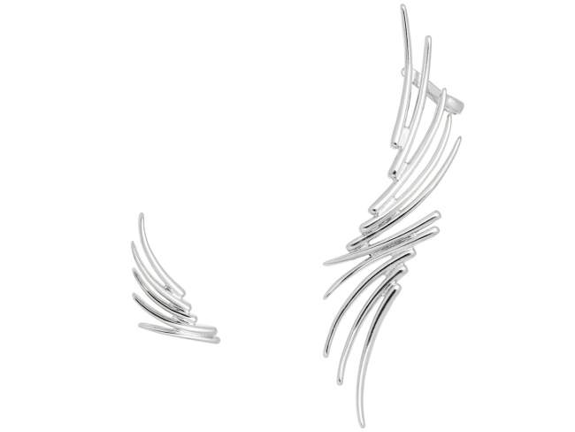 Climber Earring Line maxi  in silver de Marina Garcia Joyas en plata Climber Earrings in rhodium plated 925 sterling silver. (sizes:  9 x 2 y 3 x 1,5 cm.)