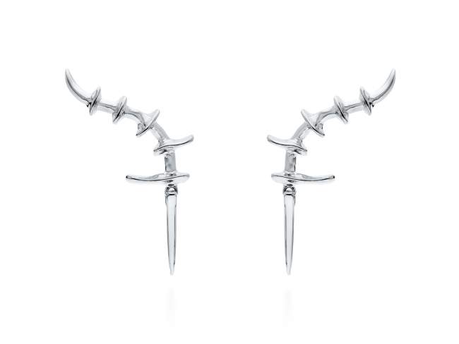 Earrings Vertebral mini  in silver de Marina Garcia Joyas en plata Climber Earrings in rhodium plated 925 sterling silver. (size: 4 x 2 cm.)