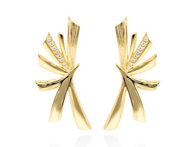 Earrings Spine piedras  in golden silver de Marina Garcia Joyas en plata Earrings in 18kt yellow gold plated 925 sterling silver and white cubic zirconia. (size: 4,3 x 2 cm.)