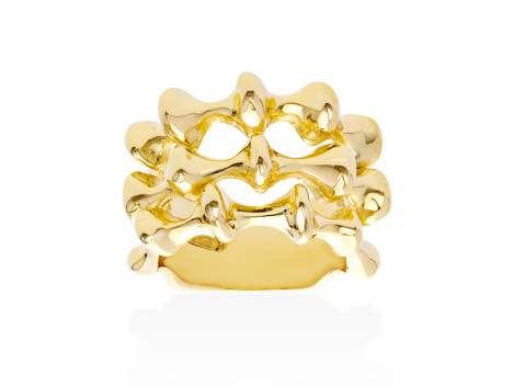 Ring Vertebral triple  in golden silver