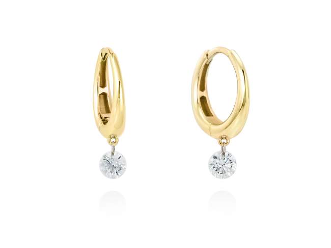 Pendientes en Oro amarillo 18Kt. Y diamantes 0,50 qt. de Marina Garcia Joyas en plata Pendientes de Oro amarillo de ley (750/1000) con 2 diamantes de peso total 0,50 qt.(Color: Top Wesselton (G)) Pureza: SI) (Con taladro laser en faceta cuadrangular superior). (diametro exterior: 13 mm.)