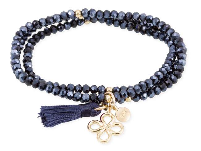 Bracelet ZEN Blue in golden Silver de Marina Garcia Joyas en plata Bracelet in 18kt yellow gold plated 925 sterling silver with faceted blue Strass glass. (wrist size: 51 cm.)