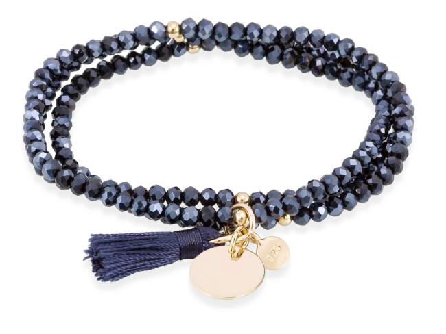 Bracelet ZEN Blue in golden Silver de Marina Garcia Joyas en plata Bracelet in 18kt yellow gold plated 925 sterling silver with faceted blue Strass glass. (wrist size: 54 cm.)