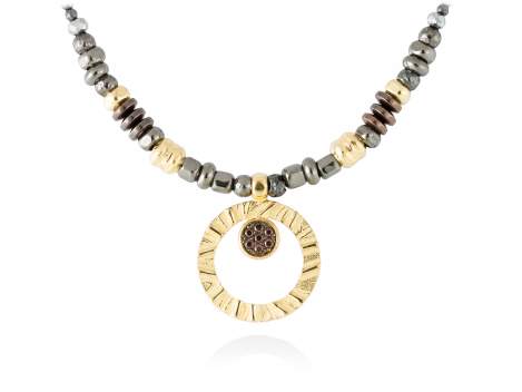 Necklace FOUNDANT Brown in golden silver