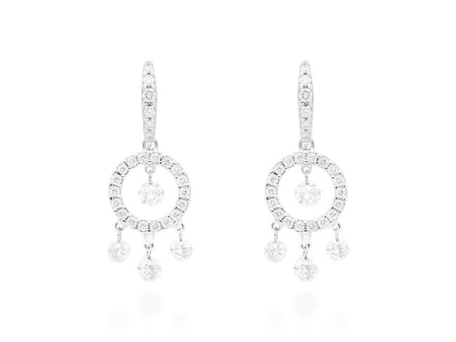 Earrings   in 18kt white Gold and diamonds de Marina Garcia Joyas en plata Earrings in rodhium plated 18kt white gold with 8 diamonds carat total weight 0.62 with a laser drill on bezel facet and 48 diamonds carat total weight 0.39 (Color: Top Wesselton (G) Clarity: SI). (size: 3 x 1 cm.)  de Marina Garcia Joyas en plata Earrings in rodhium plated 18kt white gold with 8 diamonds carat total weight 0.62 with a laser drill on bezel facet and 48 diamonds carat total weight 0.39 (Color: Top Wesselton (G) Clarity: SI). (size: 3 x 1 cm.)