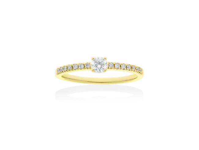 Anillo   en Oro amarillo 18Kt y diamantes de Marina Garcia Joyas en plata Anillo de Oro amarillo de primera ley (750/1000) con 1 diamante de peso total 0,12 qt. (Color: Top Wesselton (G) Pureza: SI) y 14 diamantes de peso total 0,08 qt. (Color: Top Wesselton (G) Pureza: SI).