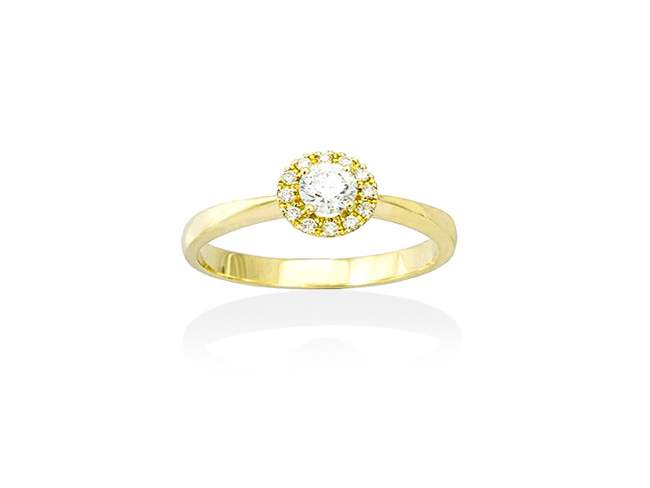 Ring   in 18kt yellow Gold and diamond de Marina Garcia Joyas en plata Ring in 18kt yellow gold with 1 diamond carat total weight 0.11 (Color: Top Wesselton (G) Clarity: SI) and 12 diamonds carat total weight 0.07 (Color: Top Wesselton (G) Clarity: SI).