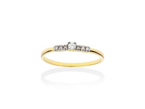 Anillo   en Oro amarillo 18Kt y diamantes