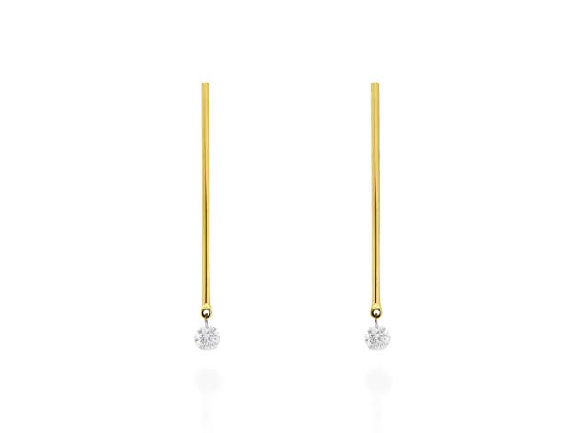 Pendientes   en Oro amarillo 18Kt y diamantes de Marina Garcia Joyas en plata Pendientes de Oro amarillo de primera ley (750/1000) con 2 diamantes de peso total 0,14 qt. con taladro laser en faceta cuadrangular superior. (tamaño: 2,8 cm.)