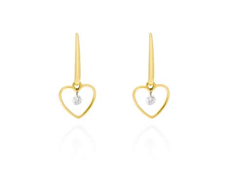 Pendientes   en Oro amarillo 18Kt y diamantes