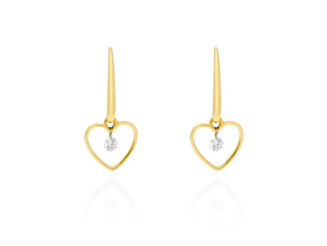 Pendientes   en Oro amarillo 18Kt y diamantes de Marina Garcia Joyas en plata Pendientes de Oro amarillo de primera ley (750/1000) con 2 diamantes de peso total 0,14 qt. con taladro laser en faceta cuadrangular superior. (tamaño: 20 x 10 mm.)