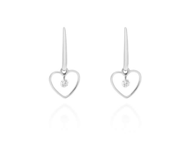 Earrings   in 18kt white Gold and diamonds de Marina Garcia Joyas en plata Earrings in rodhium plated 18kt white gold with 2 diamonds carat total weight 0.14 with a laser drill on bezel facet. (size: 20 x 10 mm.)