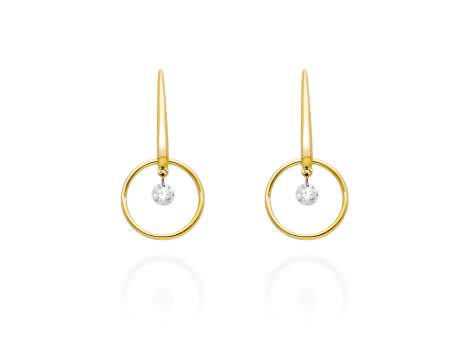 Pendientes   en Oro amarillo 18Kt y diamantes