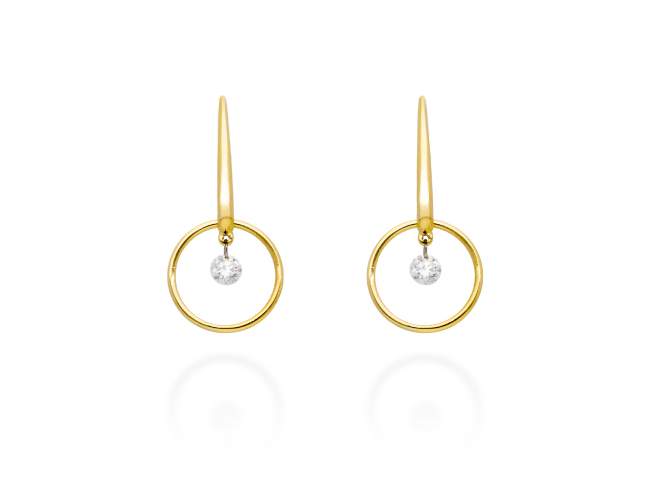 Pendientes   en Oro amarillo 18Kt y diamantes de Marina Garcia Joyas en plata Pendientes de Oro amarillo de primera ley (750/1000) con 2 diamantes de peso total 0,14 qt. con taladro laser en faceta cuadrangular superior. (tamaño: 20 x 10 mm.)