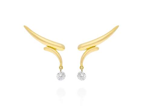 Pendientes   en Oro amarillo 18Kt y diamantes