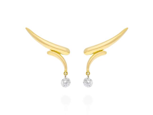 Pendientes   en Oro amarillo 18Kt y diamantes de Marina Garcia Joyas en plata Pendientes de Oro amarillo de primera ley (750/1000) con 2 diamantes de peso total 0,14 qt. con taladro laser en faceta cuadrangular superior. (tamaño: 16 x 11 mm.)