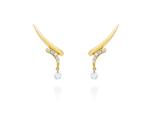 Earrings   in 18kt yellow Gold and diamonds de Marina Garcia Joyas en plata Earrings in 18kt yellow gold with 10 diamonds carat total weight 0.08 (Color: Top Wesselton (G) Clarity: SI) and 2 diamonds carat total weight 0.14 with a laser drill on bezel facet. (size: 16 x 11 mm.)