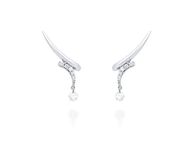 Pendientes   en Oro blanco 18Kt y diamantes de Marina Garcia Joyas en plata Pendientes de Oro blanco de primera ley (750/1000) con 10 diamantes de peso total 0,08 qt. (Color: Top Wesselton (G) Pureza: SI) y 2 diamantes de peso total 0,14 qt. con taladro laser en faceta cuadrangular superior. (tamaño: 16 x 11 mm.)