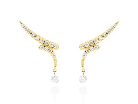 Pendientes   en Oro amarillo 18Kt y diamantes