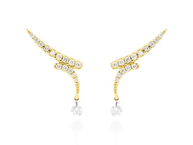 Earrings   in 18kt yellow Gold and diamonds de Marina Garcia Joyas en plata Earrings in 18kt yellow gold with 28 diamonds carat total weight 0.25 (Color: Top Wesselton (G) Clarity: SI) and 2 diamonds carat total weight 0.14 with a laser drill on bezel facet. (size: 20 x 16 mm.)