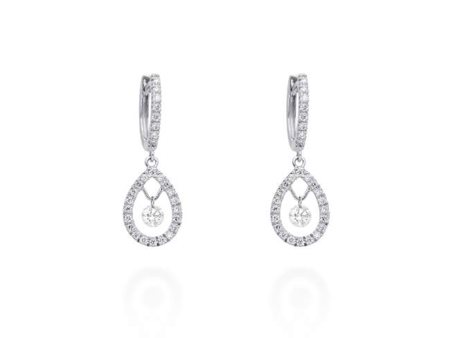 Pendientes   en Oro blanco 18Kt y diamantes de Marina Garcia Joyas en plata Pendientes de Oro blanco de primera ley (750/1000) con 2 diamantes de peso total 0,14 qt. con taladro laser en faceta cuadrangular superior y 56 diamantes de peso total 0,44 qt. (Color: Top Wesselton (G) Pureza: SI). (tamaño: 2,7 cm.)