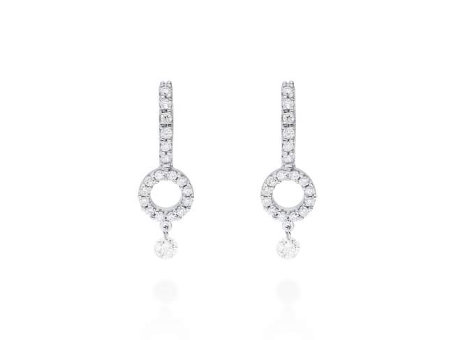 Pendientes   en Oro blanco 18Kt y diamantes de Marina Garcia Joyas en plata Pendientes de Oro blanco de primera ley (750/1000) con 2 diamantes de peso total 0,14 qt. con taladro laser en faceta cuadrangular superior y 36 diamantes de peso total 0,23 qt. (Color: Top Wesselton (G) Pureza: SI). (tamaño: 2 cm.)