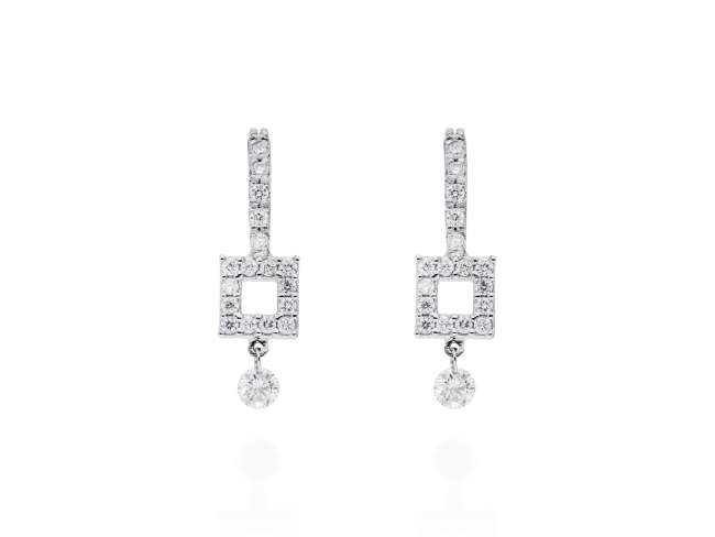 Earrings   in 18kt white Gold and diamonds de Marina Garcia Joyas en plata Earrings in rodhium plated 18kt white gold with 2 diamonds carat total weight 0.14 with a laser drill on bezel facet and 36 diamonds carat total weight 0.23 (Color: Top Wesselton (G) Clarity: SI). (size: 2 cm.)