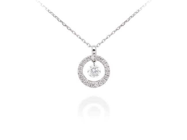 Necklace   in 18kt white Gold and diamonds de Marina Garcia Joyas en plata Necklace in rodhium plated 18kt white gold with 1 diamond carat total weight 0.25 with a laser drill on bezel facet and 21 diamonds carat total weight 0.16 (Color: Top Wesselton (G) Clarity: SI). (length: 40-42 cm.)