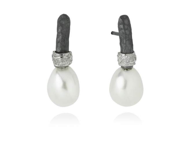 Pendientes  NICE en plata Envejecida de Marina Garcia Joyas en plata Pendientes de plata de primera ley (925) y perlas cultivadas