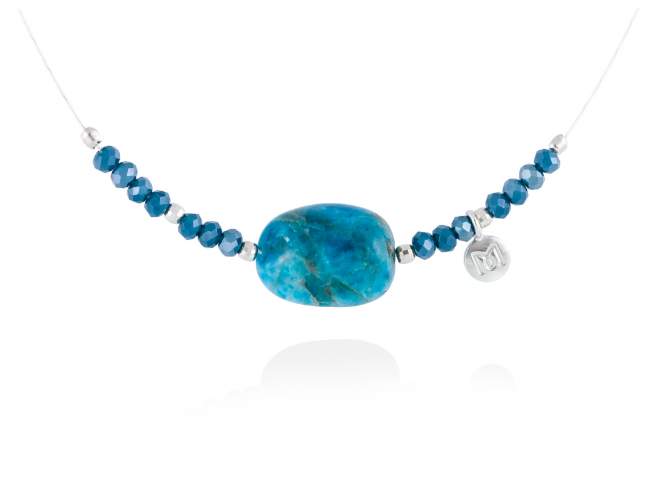 Necklace ZEN London Blue in silver de Marina Garcia Joyas en plata Necklace in rhodium plated 925 sterling silver with faceted 