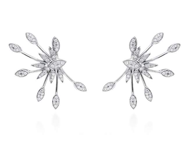 Earrings CARA  in silver de Marina Garcia Joyas en plata Earrings in rhodium plated 925 sterling silver and white cubic zirconia. (size: 4 x 2,5 cm.)