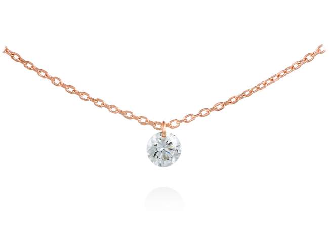 Necklace in 18kt. Gold and diamonds de Marina Garcia Joyas en plata Necklace in 18kt rose gold with 1 diamond carat total weight 0.10  (Color: Wesselton (H) Clarity: SI)(Diamond with a laser drill on crown main facet)(length: 40-42 cm.)