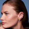 Climber Earring Flow doble piedras  in golden silver