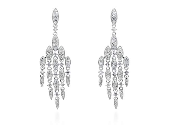 Earrings MARCELA  in silver de Marina Garcia Joyas en plata Earrings in rhodium plated 925 sterling silver and white cubic zirconia. (size: 5,7 x 1,7 cm.)