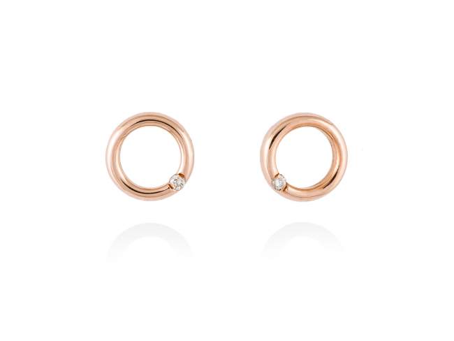 Pendientes en Oro 18Kt. y diamantes de Marina Garcia Joyas en plata Pendientes de Oro rosa de ley (750/1000) y 2 diamantes de peso total 0,02 qt. (Color: Top Wesselton (G) Pureza: SI).