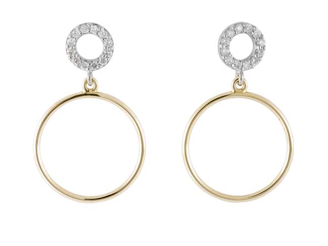 Pendientes en Oro 18Kt. y diamantes de Marina Garcia Joyas en plata Pendientes de Oro amarillo y blanco de primera ley (750/1000) con 24 diamantes de peso total 0,14 qt. (Color: Top Wesselton (G) Pureza: SI).