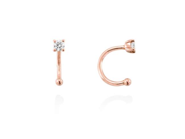 Earrings in 18kt. Gold and diamonds de Marina Garcia Joyas en plata Earrings in 18kt rose gold with 2 diamonds carat total weight 0.11 (Color: Top Wesselton (G) Clarity: SI).