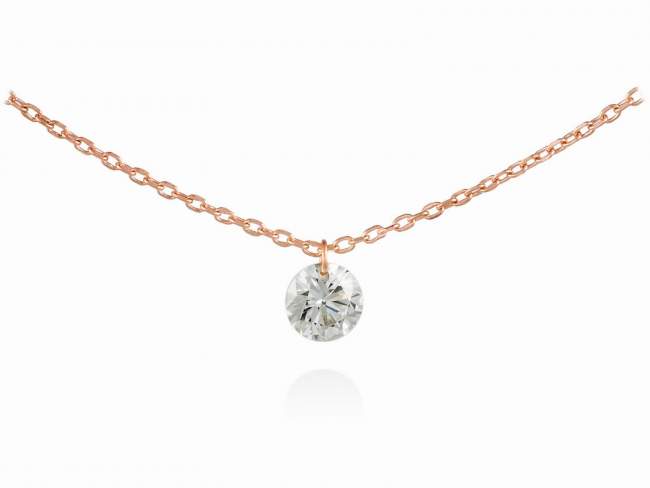 Necklace in 18kt. Gold and diamonds de Marina Garcia Joyas en plata Necklace in 18kt rose gold with 1 diamond carat total weight 0.15 (Color: Wesselton (H) Clarity: SI) (With a laser drill on bezel facet).(length: 40-42 cm.)