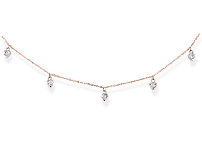 Necklace in 18kt. Gold and diamonds de Marina Garcia Joyas en plata Necklace in rose and white 18kt gold with 5 diamonds carat total weight 0.07  (Color: Top Wesselton (G) Clarity: SI).(length: 42-45 cm.)