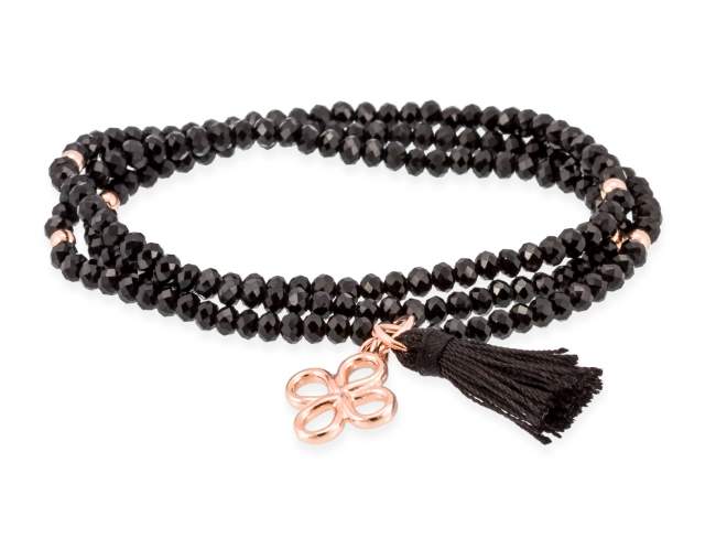 Bracelet ZEN Black in rose Silver de Marina Garcia Joyas en plata Bracelet in 18kt rose gold plated 925 sterling silver and faceted black Strass glass. (length: 54 cm.)