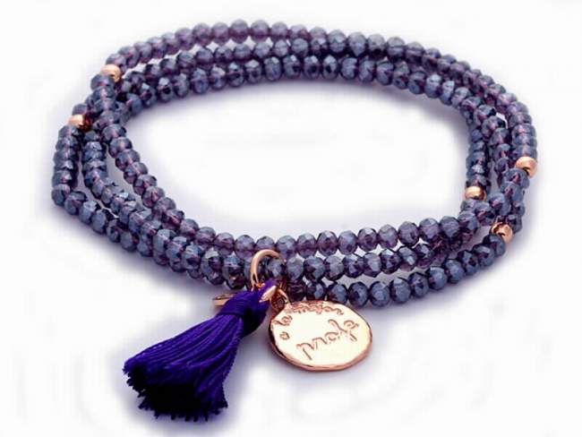 Bracelet ZEN Purple in rose Silver de Marina Garcia Joyas en plata Bracelet in 18kt rose gold plated 925 sterling silver and faceted purple Strass glass. (length: 54 cm.)