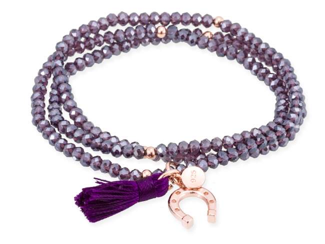 Bracelet ZEN Purple in rose Silver de Marina Garcia Joyas en plata Bracelet in 18kt rose gold plated 925 sterling silver and faceted purple Strass glass. (length: 54 cm.)