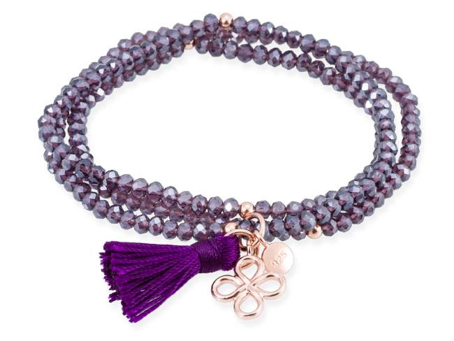 Bracelet ZEN Purple in rose Silver de Marina Garcia Joyas en plata Bracelet in 18kt rose gold plated 925 sterling silver and faceted purple Strass glass. (length: 54 cm.)